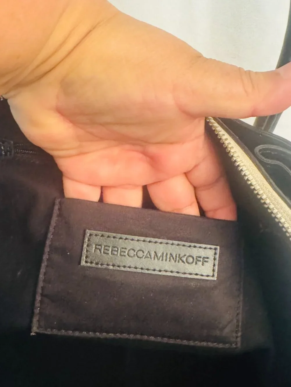 Rebecca Minkoff Perry Satchel Black Eggshell Outer Zipper pockets No strap READ